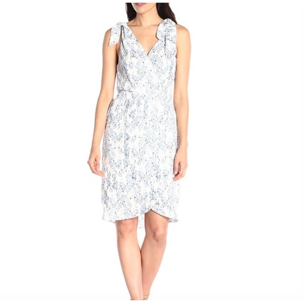 Anthropologie Paper Crown Women's Ruffle Floral V-Neck Short Dress Size Medium
